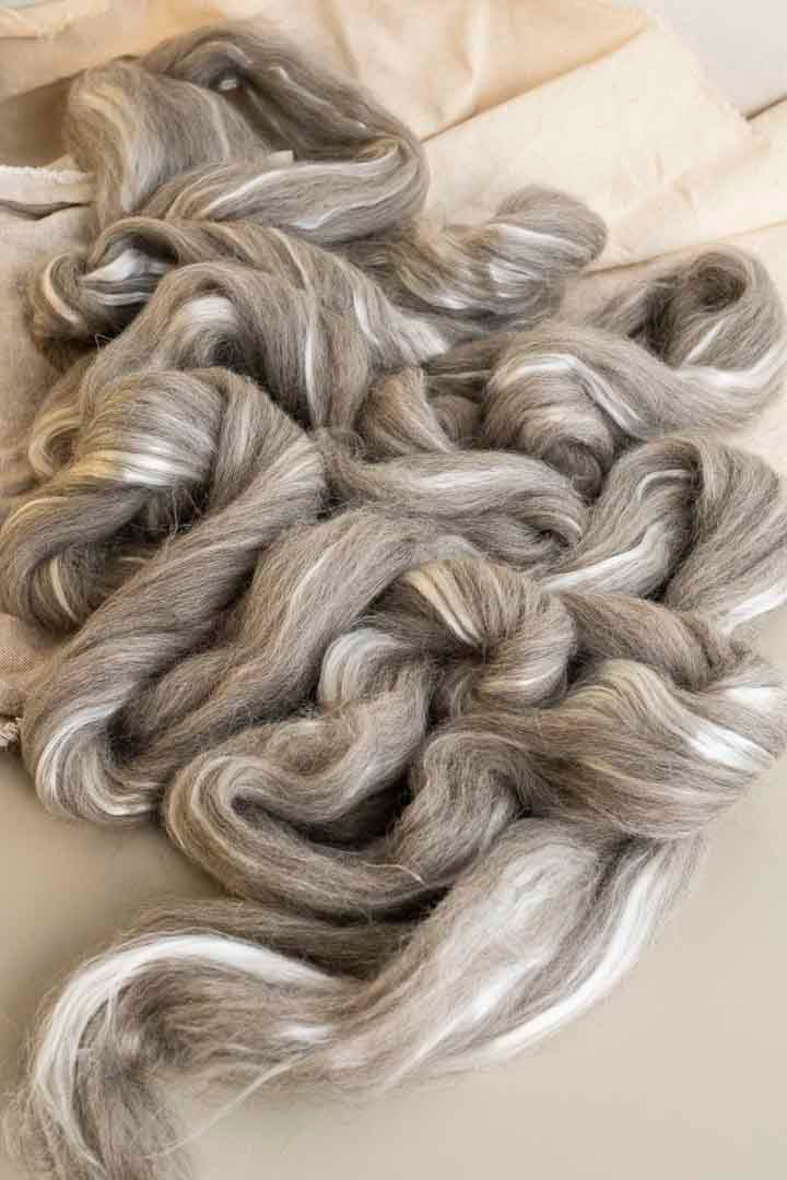 Grey Shetland | Tussah Silk - Natural