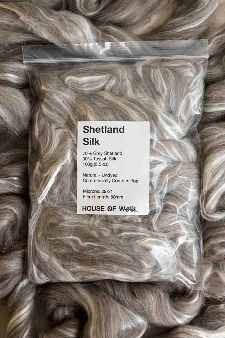 Grey Shetland | Tussah Silk - Natural